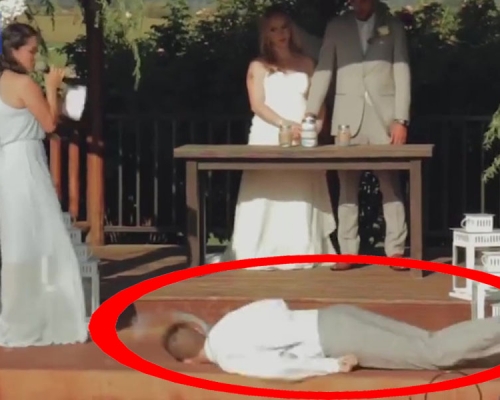 伴郎婚礼中突然昏迷倒地撞断门牙。（网图） 