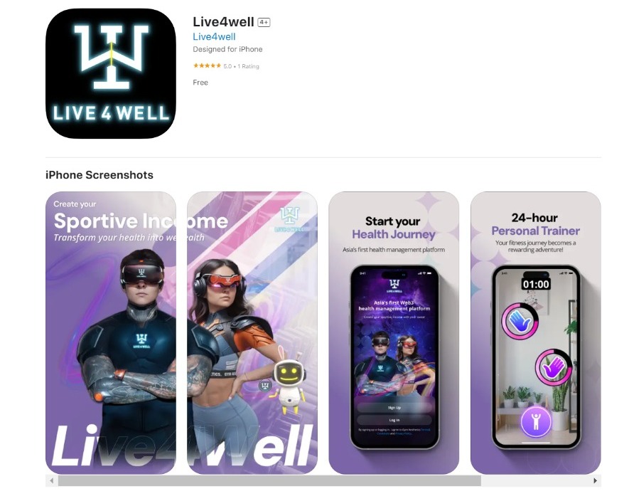 Live4Well平台至去年11月推出，至今已有逾20万下载量，并将在数月内推出限量的Genesis NFT。