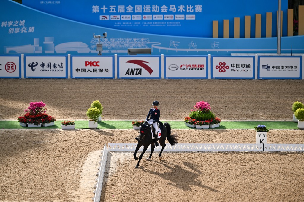 何苑欣於盛裝舞步個人賽得第7名。新華社 何苑欣於盛裝舞步個人賽得第7名。新華社