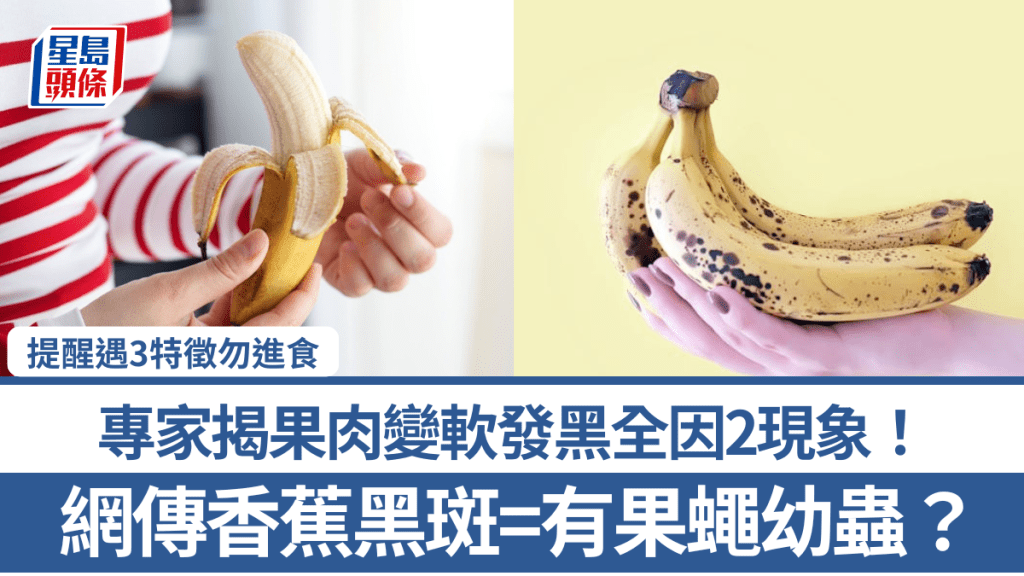 網傳香蕉黑斑=有果蠅幼蟲？專家揭果肉變軟發黑全因2現象！提醒遇3特徵勿進食