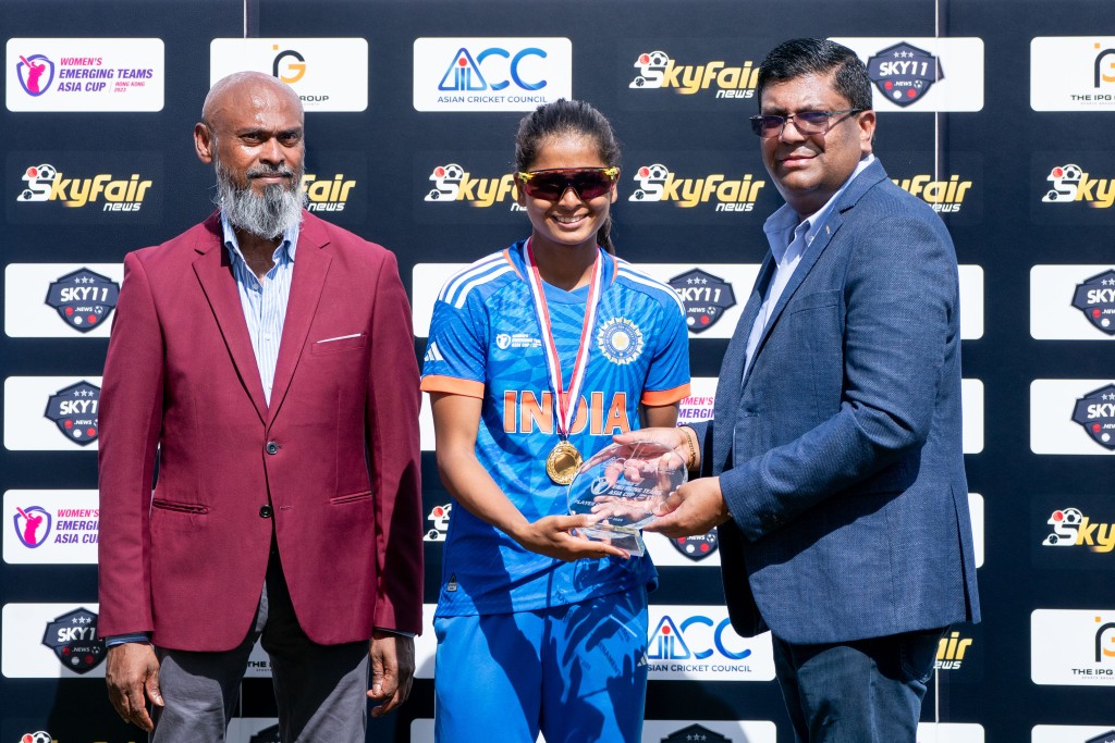 印度A隊的Shreyanka Patil成為賽事最佳球員。 香港板球圖片
