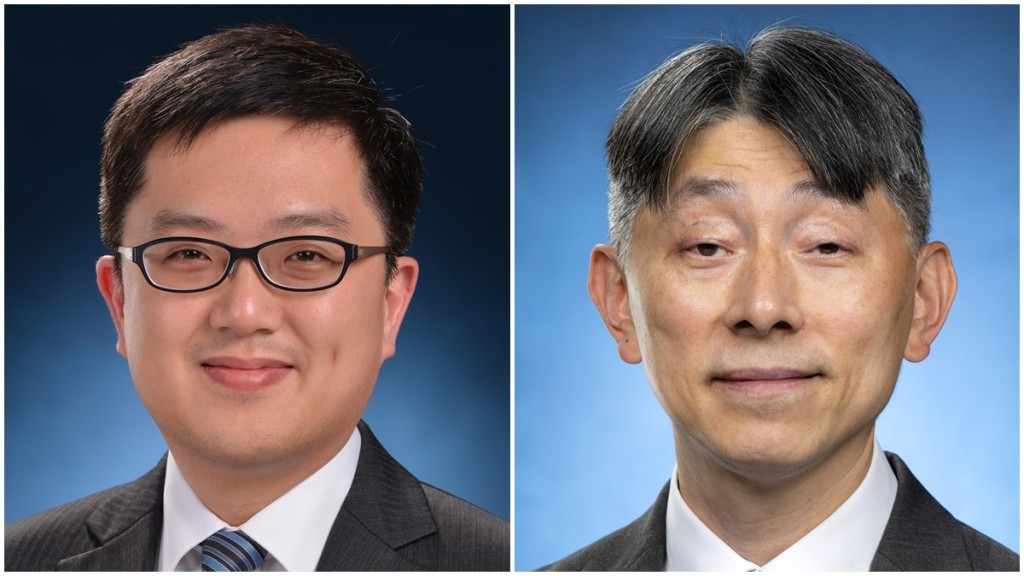 行政長官私人秘書蔡傑銘(左)，將會接替鄭鍾偉出任行政長官辦公室常任秘書長。