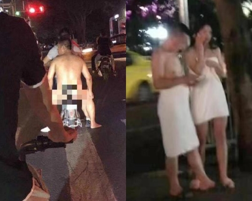 有女子包著棉被逃走。網上圖片