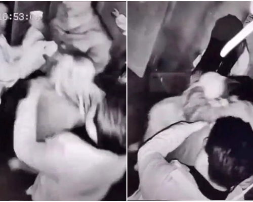 河南两对情侣玩鬼屋密室逃脱，两名男士在惊吓下竟「互换女友」。网上影片截图