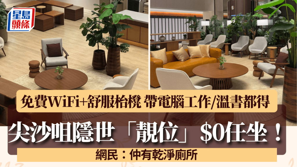 尖沙咀隱世「靚位」$0任坐！免費WiFi+舒服枱櫈 帶電腦工作/溫書都得 網民：仲有乾淨廁所