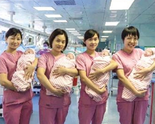 深圳妈妈诞下2男2女，院方称四胞胎出生率百万分之一。（网图）