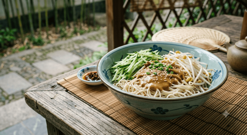传统上，有「冬至饺子夏至面」的说法，吃凉面是盛夏消暑的美味选择。
