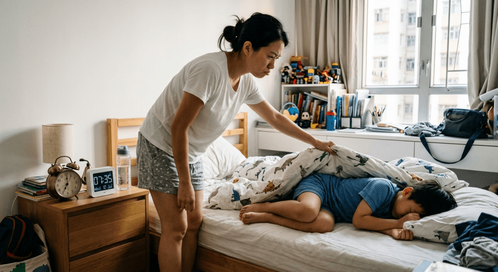 開學崩潰事3:人肉鬧鐘失效 賴床不起(AI生成示意圖) 開學崩潰事3:人肉鬧鐘失效 賴床不起(AI生成示意圖)