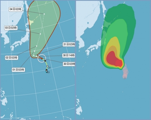颱風路徑預測。台灣中央氣象局圖片