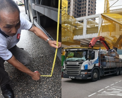 臂車司機事後量度吊臂高度，稱吊臂最高位沒有超過4.7米。梁國峰攝
