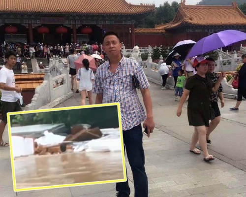 貨車司機鄭義下水救人，卻不幸溺水身亡。網圖/影片截圖