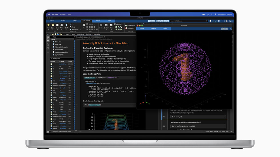 MacBook Max令《MathWorks MATLAB》中處理大型複雜資料模型變得更加流暢。蘋果官網