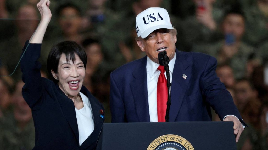 高市早苗（左）不願透露與特朗普（右）通話詳情。路透社