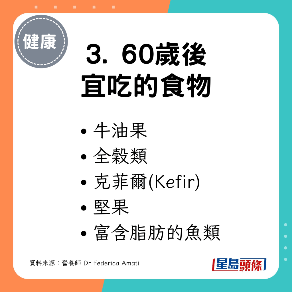 牛油果 全谷类 克菲尔(Kefir) 坚果 富含脂肪的鱼类