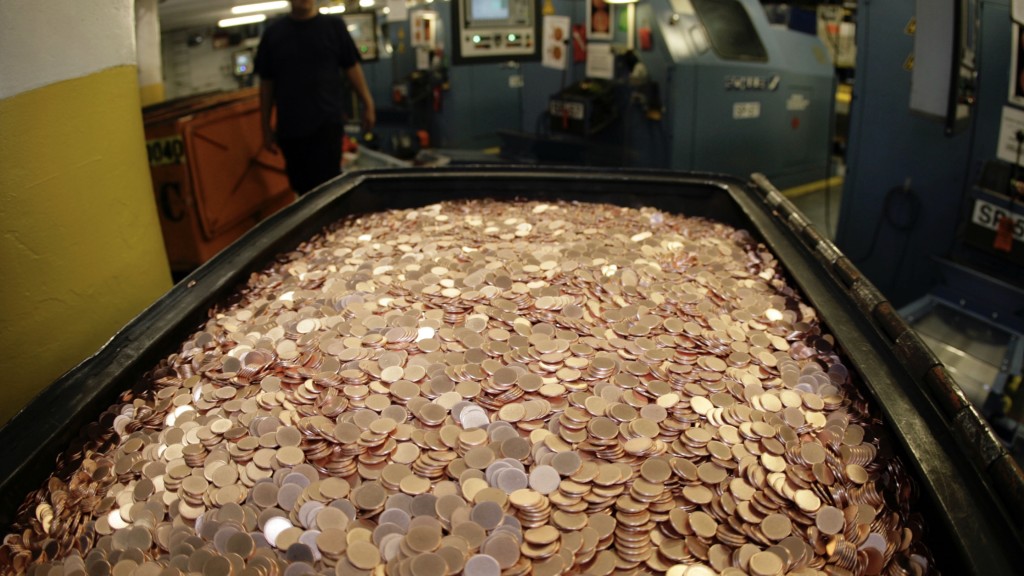 製造1美分硬幣的成本接近4美分。 美聯社 製造1美分硬幣的成本接近4美分。 美聯社