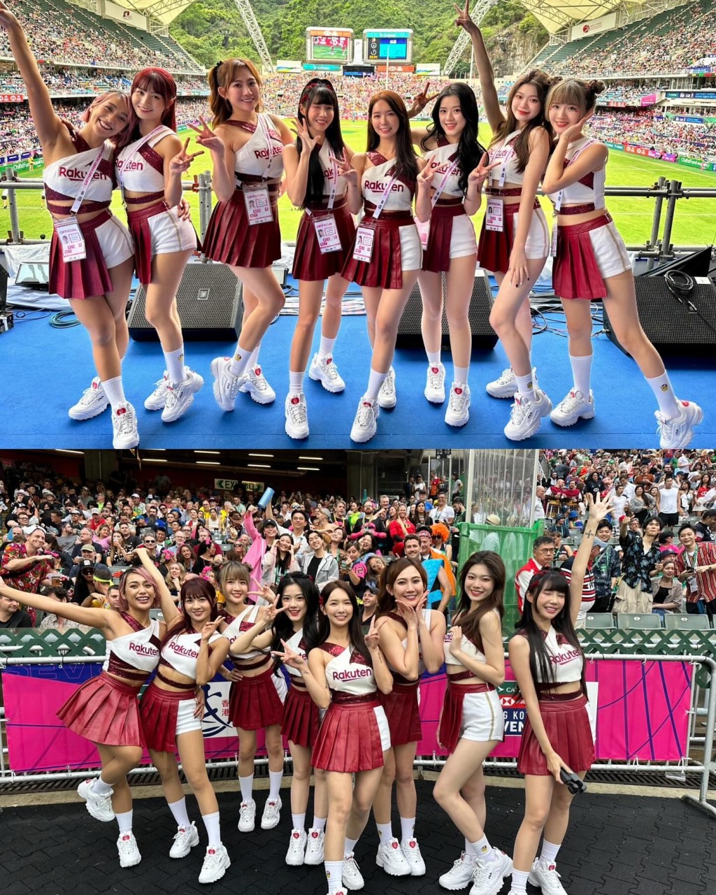 來自台灣的啦啦隊組合「樂天女孩」，八位成員連日來都有跟大家盡興。