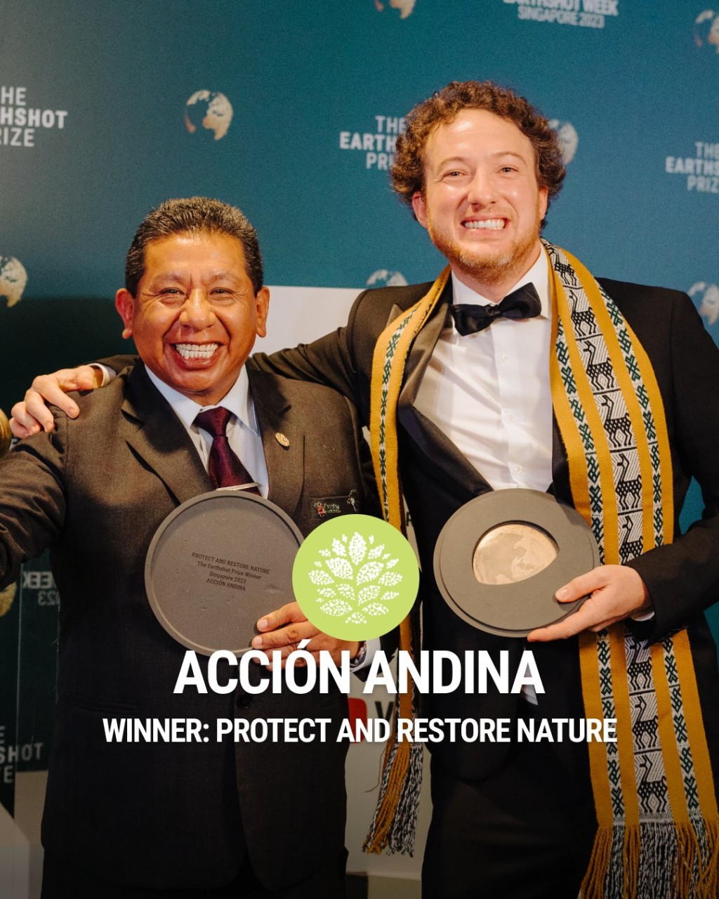 「保护和恢复自然风貌奖」得奖者：南美洲安第斯山脉保育组织 Accion Andina。 X