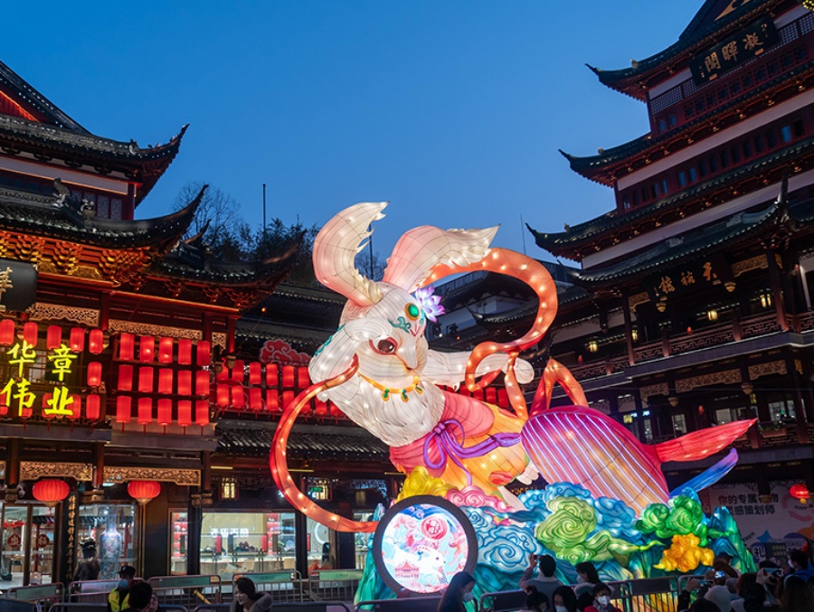 上海豫園燈會美輪美奐。