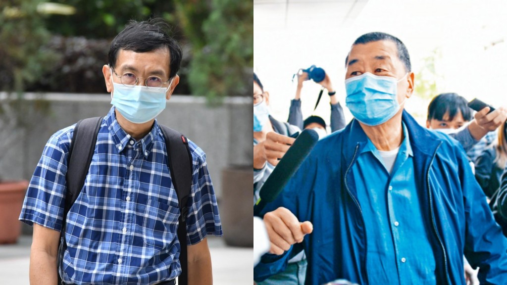 黎智英(右)及黃偉強(左)二人案件今日於區院開審。