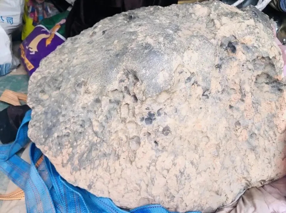 隕石獵人步凡團隊在茂名挖出隕石。