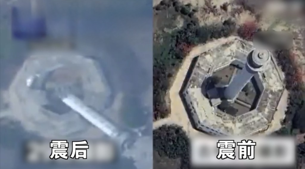 震区前后卫星对比图。新京报