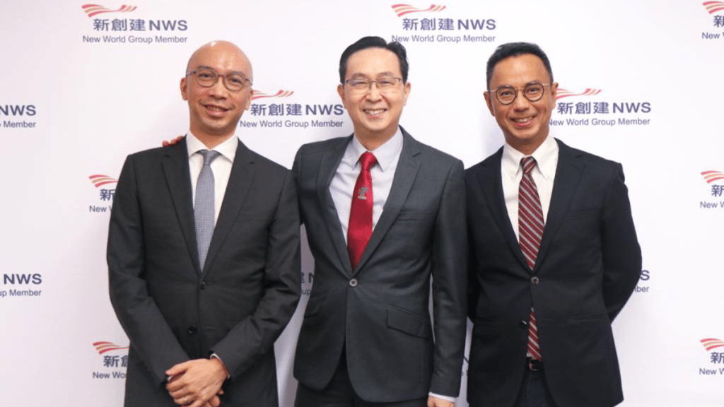 左起:新創建首席營運總監何智恒、行政總裁馬紹祥、首席財務總監林戰
