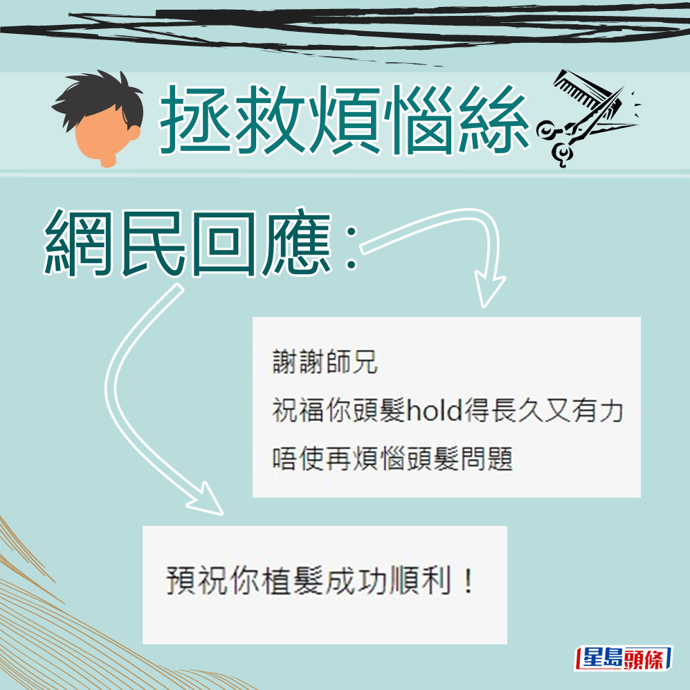 網民預祝樓主植髮成功。「香港討論區」截圖
