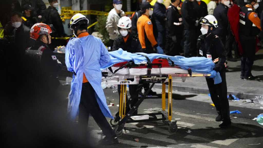 韓國梨泰院人踩人事故至少154人死亡。AP資料圖片