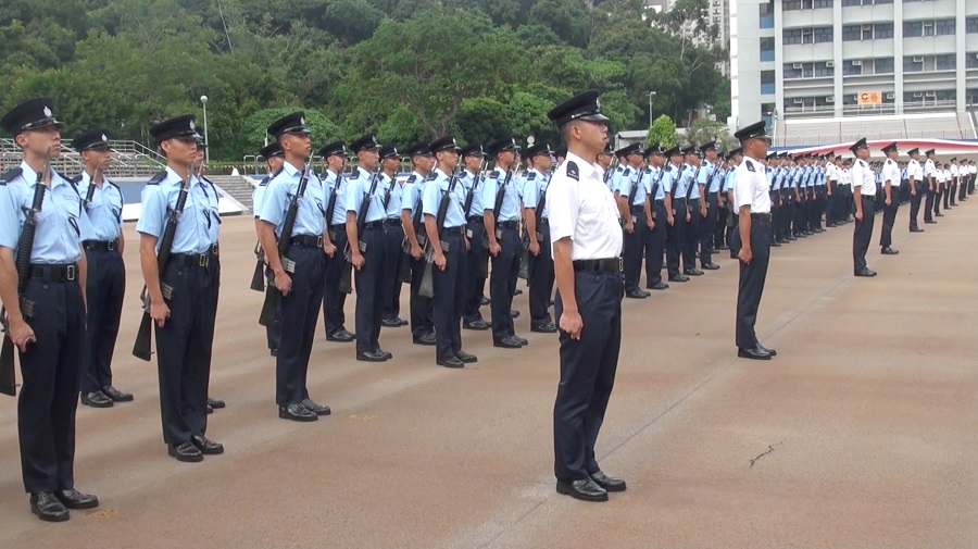 香港警察學院除有專業步操表演外，還有國家安全教育展覽。資料圖片