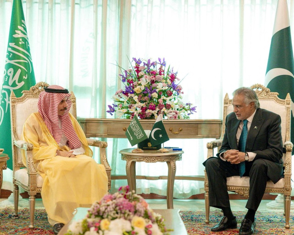 巴基斯坦外长达尔与沙特外长会谈。路透社