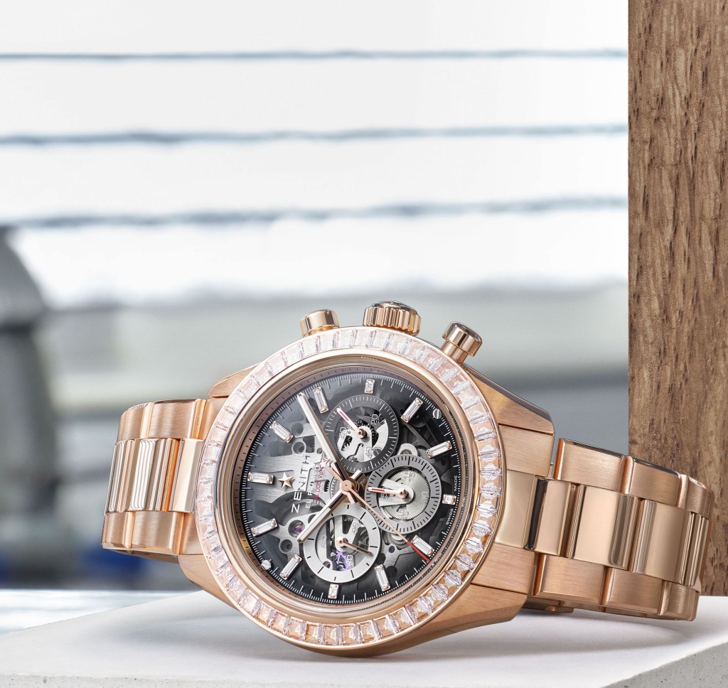 Zenith Chronomaster Sport Skeleton / 售價：$862,400（鑲鑽玫瑰金）。