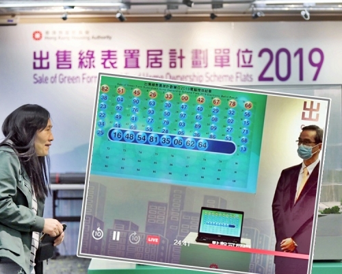 首10個號碼順序:82、51、45、26、33、00、42、67、78、6。小圖右為黃遠輝(房委會fb截圖)