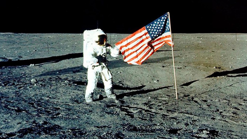 阿波羅11號任務太空人登陸月球。NASA圖片