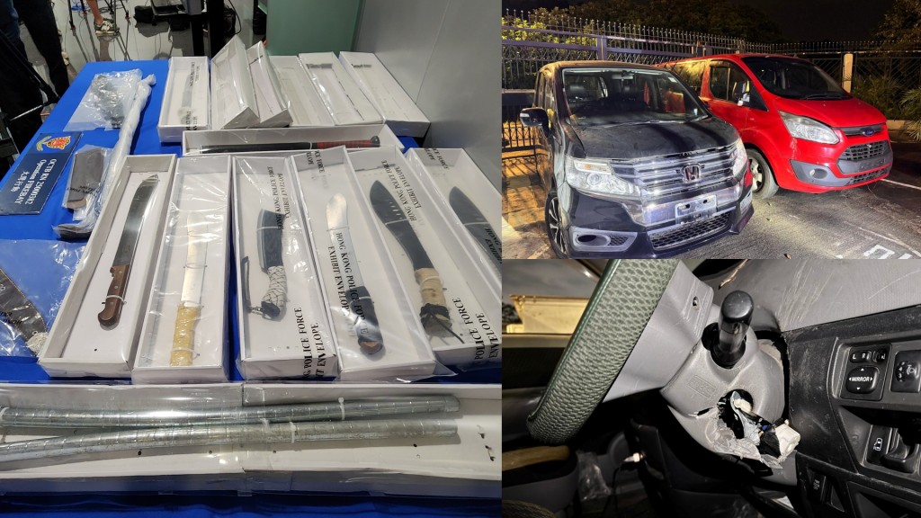 黑幫偷車用作流動武器庫 警拘6男檢大批牛肉刀鐵棍。