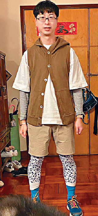 ■上身三層Beams和Hare的casual wear，下身Comme des garçons legging和Mammut短褲（瑞士品牌，日本人通常也夾雜西方品牌做配搭）。