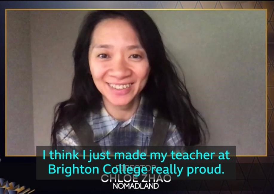 赵婷成为BAFTA史上第2位女导演得主，亦是首位获奖的有色人种女导演。