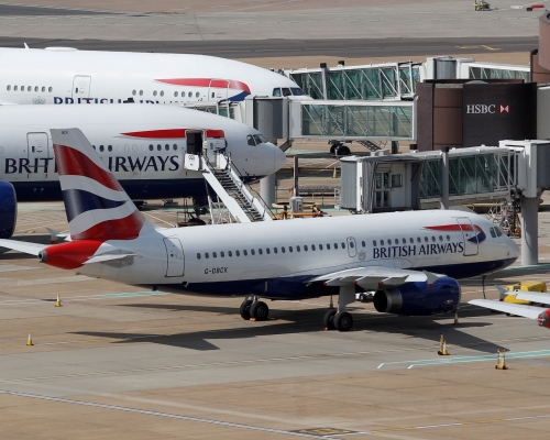 英國航空往返香港航班延長停飛至周六。路透社圖片