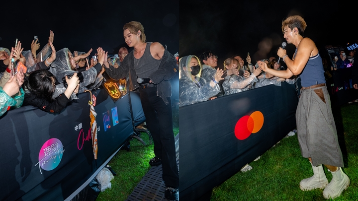 Tiger無懼落雨 寵粉與歌迷逐一擊掌 Aska壓軸騷肌跳落台掀高潮 聲夢聲秀辣舞開騷 。