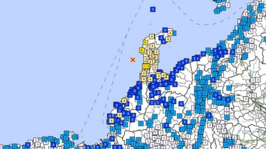 日本石川縣外海發生6.4級地震。日本氣象廳