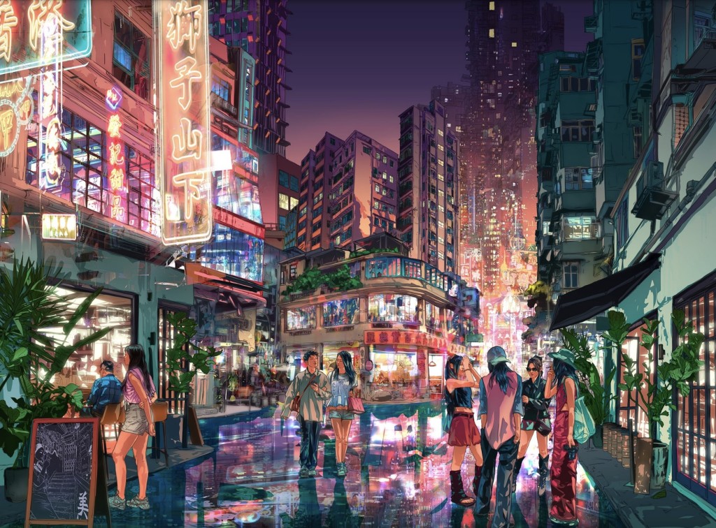 秘密酒吧内有12幅以香港街景为主题的艺术插画。旅发局提供