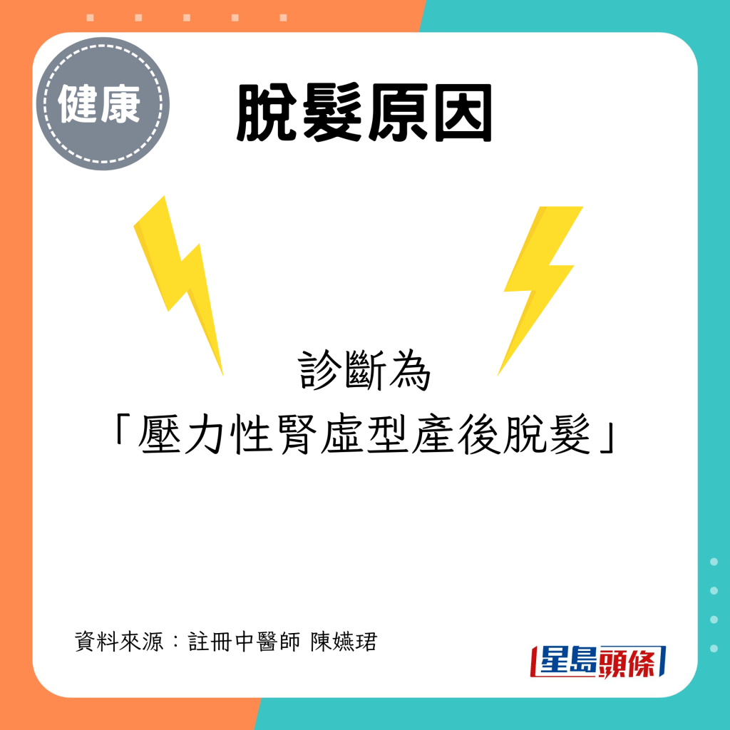 陈医师诊断她为 「压力性肾虚型产后脱发」