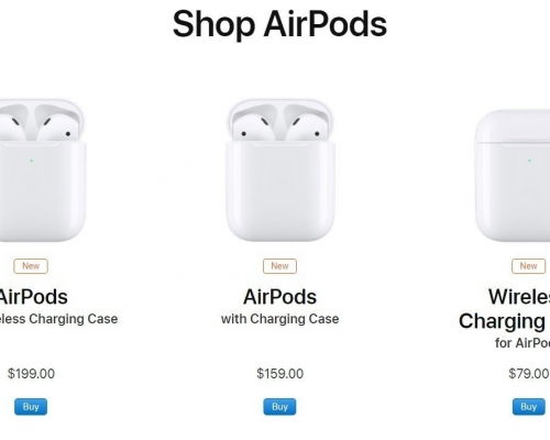 蘋果發表第二代AirPods,支援無線充電。照片取自蘋果官網