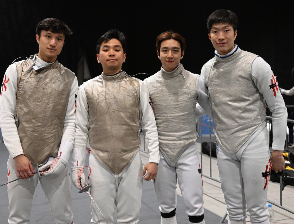 男子花劍4子，蔡俊彥(左起)、楊子加、崔浩然、張家朗。 資料圖片