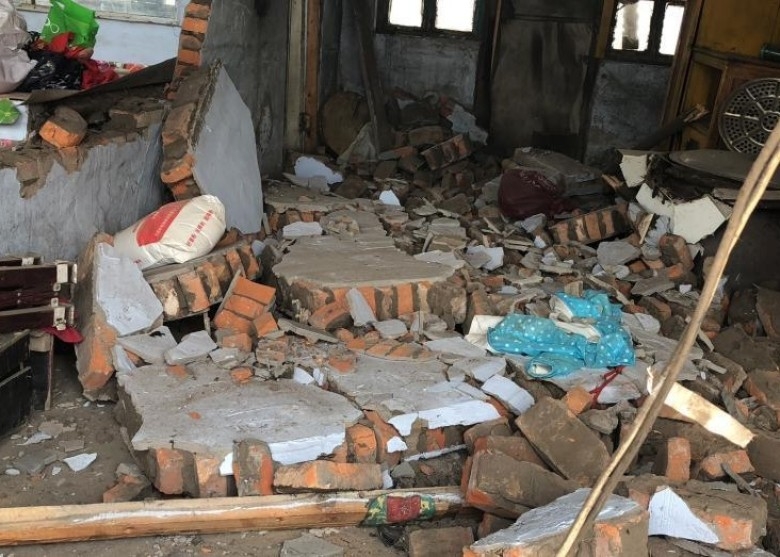 吉林5.7级地震千余房屋受损。（网图）