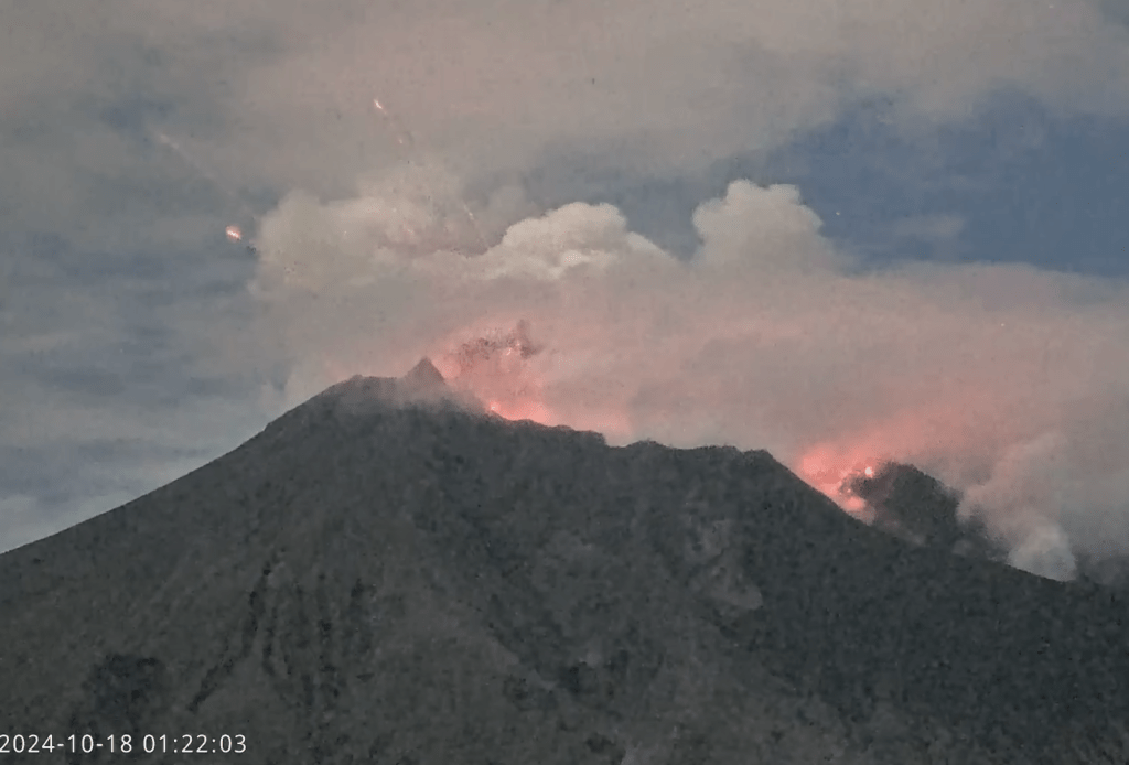 当地时间18日凌晨1时21分左右，鹿儿岛市樱岛的南岳山顶火山口发生爆炸性喷发。