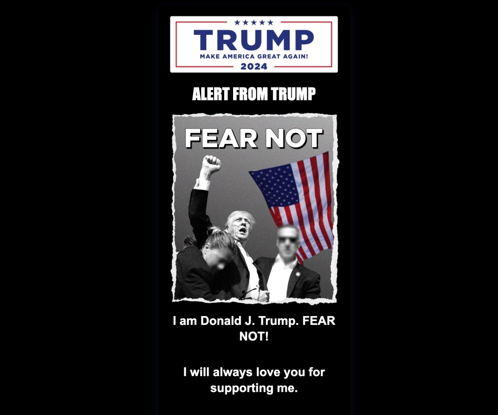 這張振臂高呼的經典照片經過黑白處理，以大寫字母上標題「FEAR NOT」（無所畏懼）。X圖片
