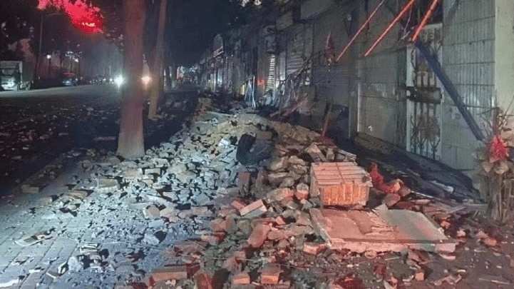 山東5.5級地震，213處（德州165處、聊城48處）房屋及牆體受損。網圖