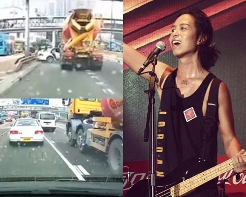 Dash的白色「掃把佬」半邊車身被壓扁。