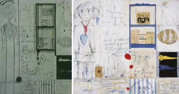 左：比利時藝術家西爾萬的作品，1989 右：葉永青的作品，1999
