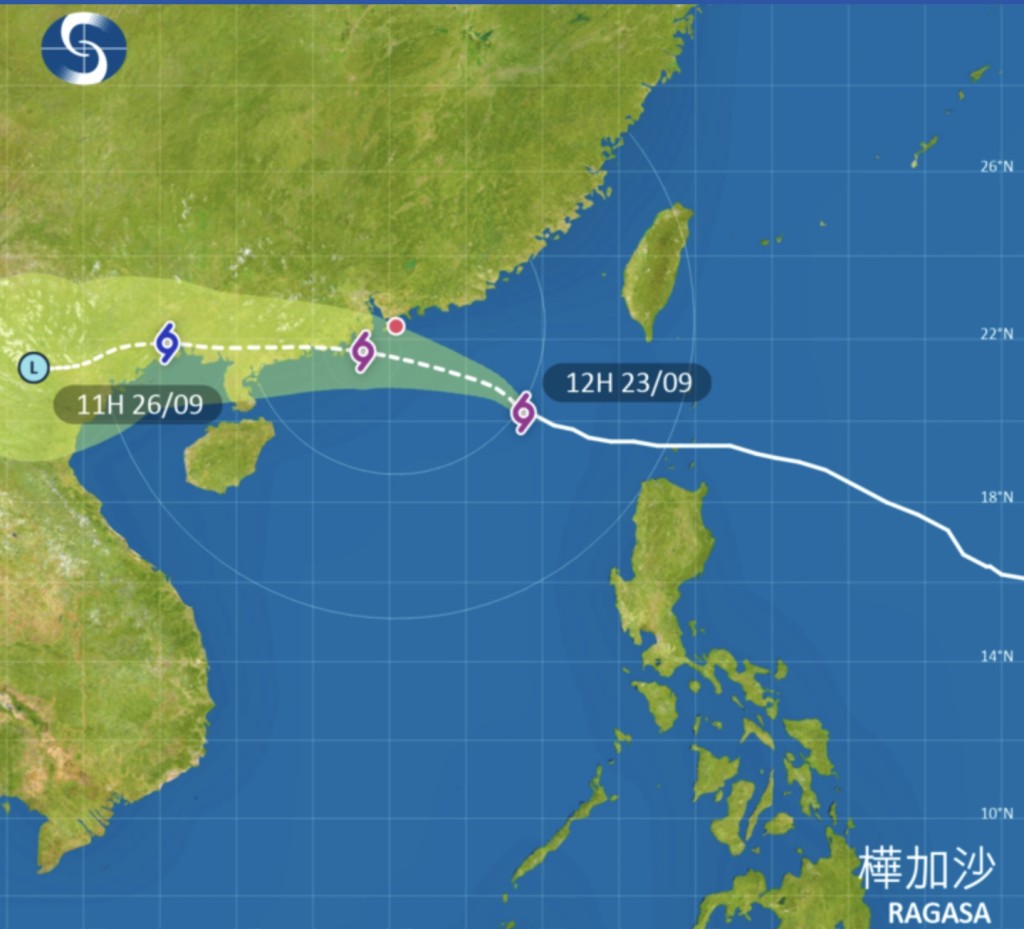 超強颱風樺加沙正逐漸逼近香港。天文台網頁截圖